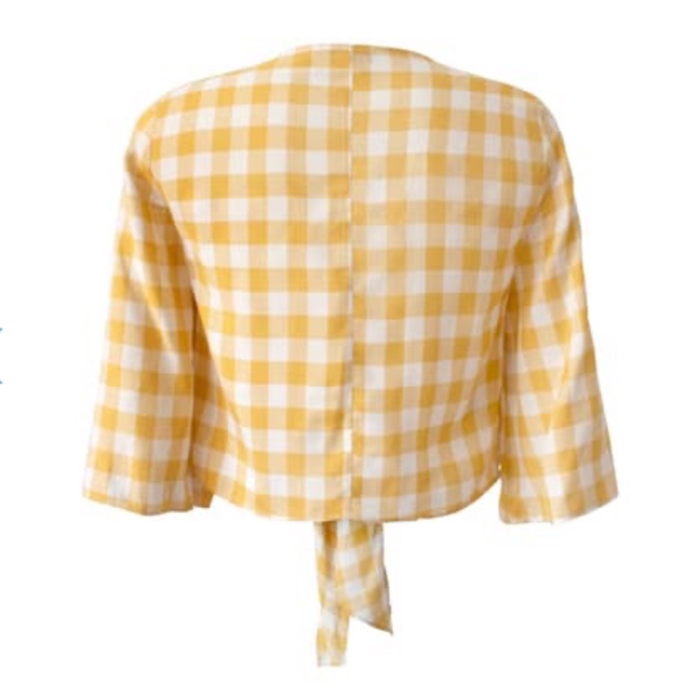 BUY 2 GET 2 FREE! BCBG Gingham Yellow Top - Picture 2 of 6